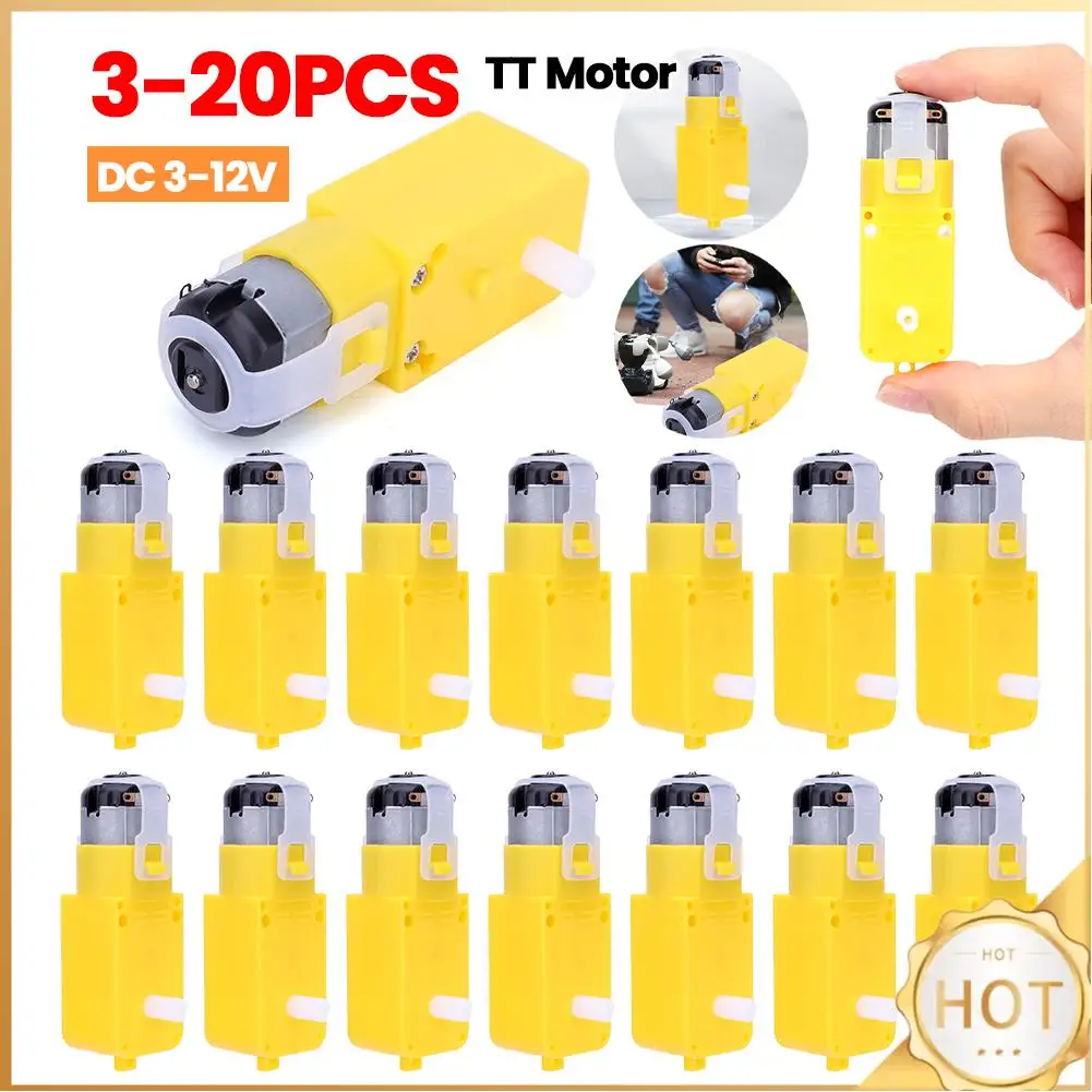 

1-20 шт., 3-12 В постоянного тока, TT-двигатель, двухвальный мотор-редуктор, мотор-редуктор для DIY, умный автомобильный робот, установка электродвигателя-редуктора
