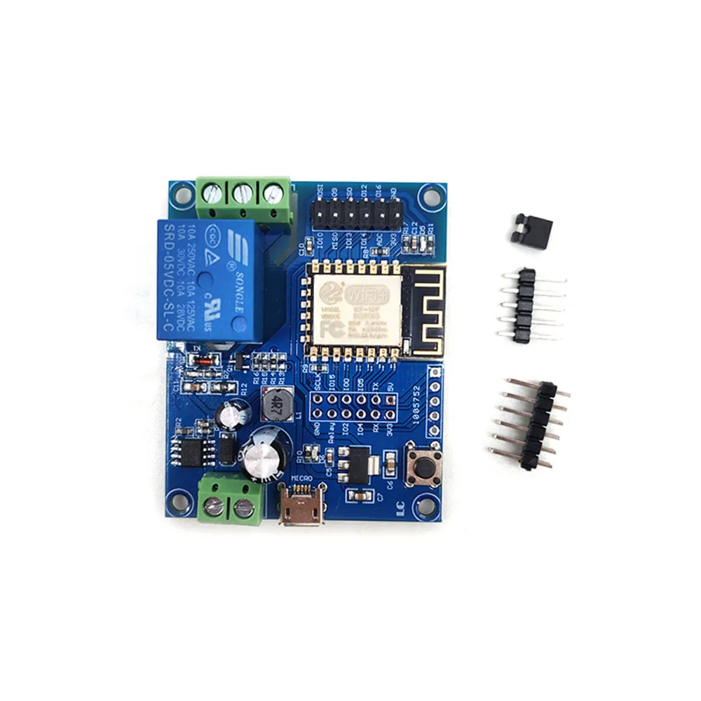 

Wireless WIFI Relay Module ESP8266 ESP-12F DC8-80V/DC5V USB Power Supply Secondary Development Board Remote Control Smart Home