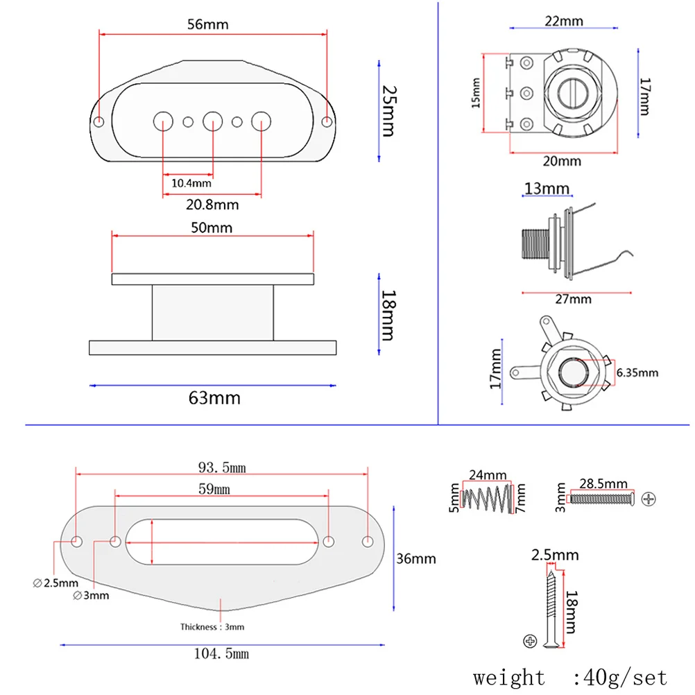 

Maple Wood 3-String Humbucker Pickups 10.45 X 3.6 X 1.8 Cm For Cigar Box Guitar Guitar Parts Bass Pickups