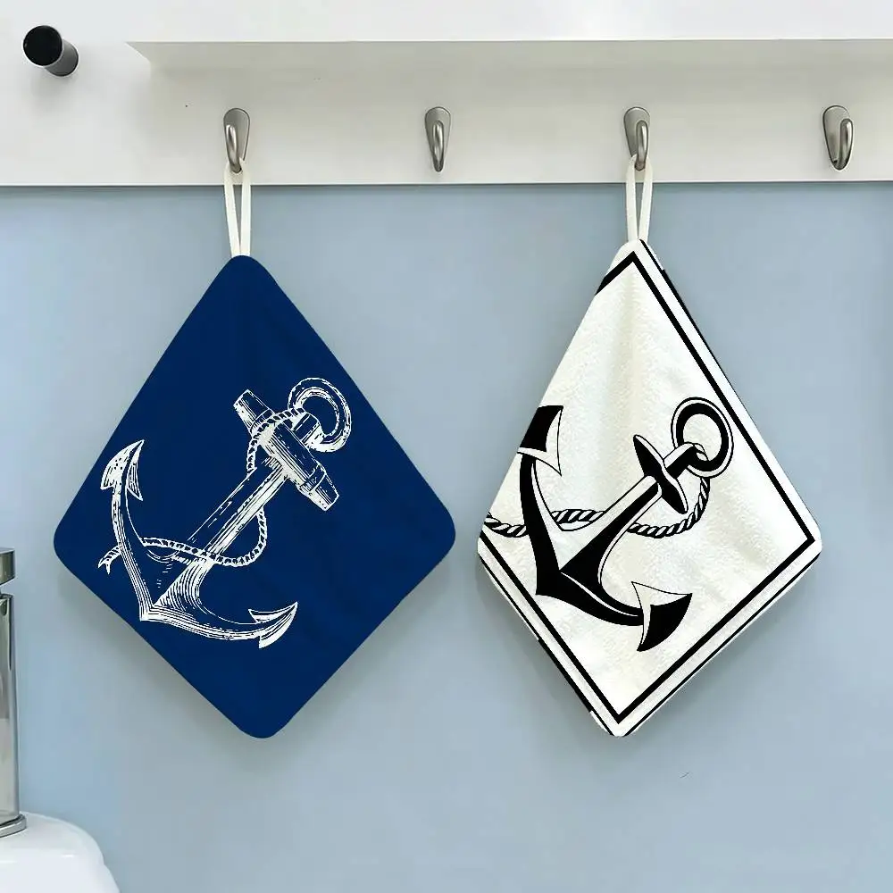 retro cruise ship Anchor Multi-scene Polyester Cotton Towel, Hanging Hand Wiping Cloth for Kitchen Bathroom Hotel