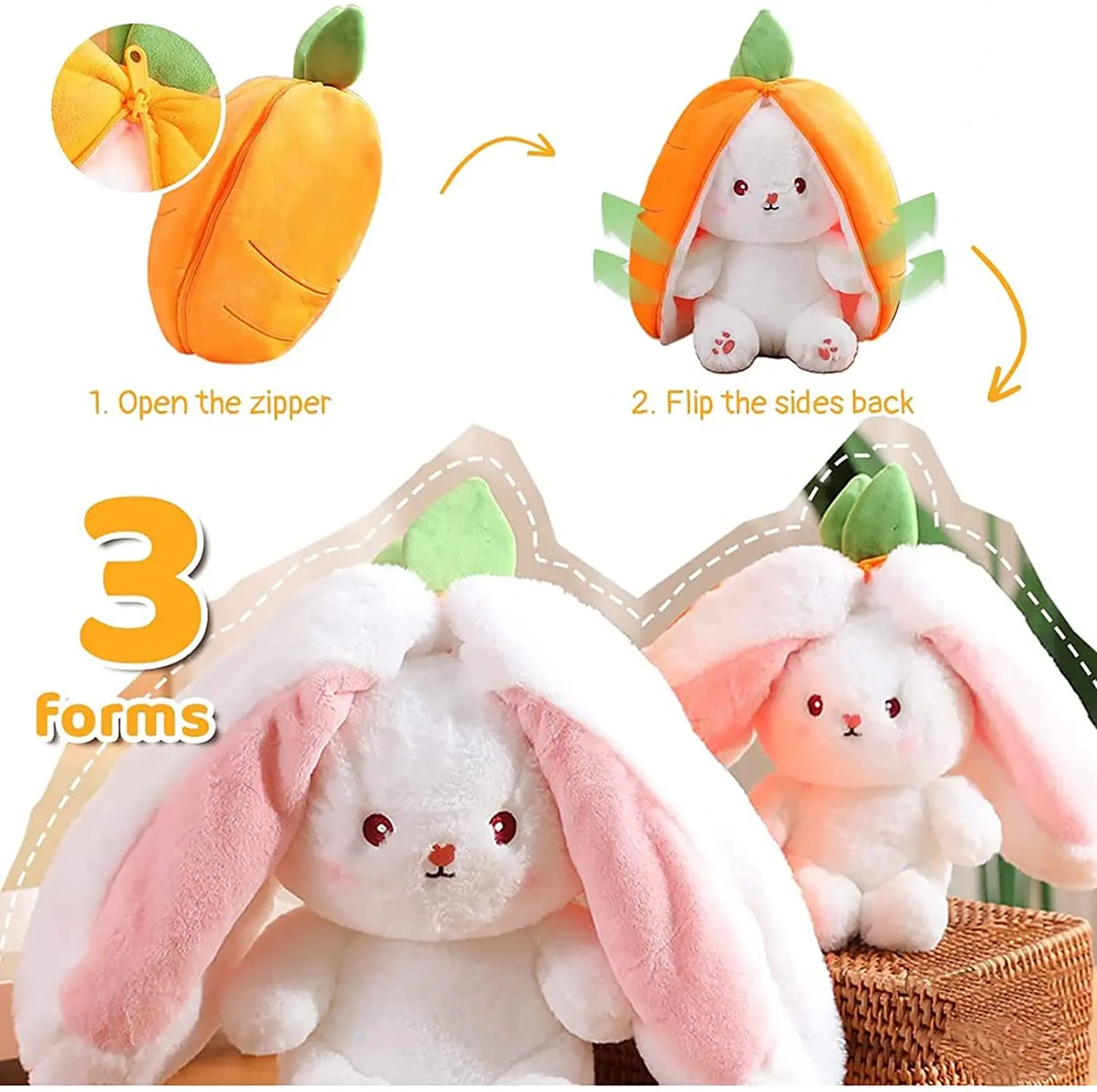 2PCS Soft Toy Strawberry Bunny Plush Easter Bunny Stuffed Animal Cute Rabbit Plush Gift for Kids 7