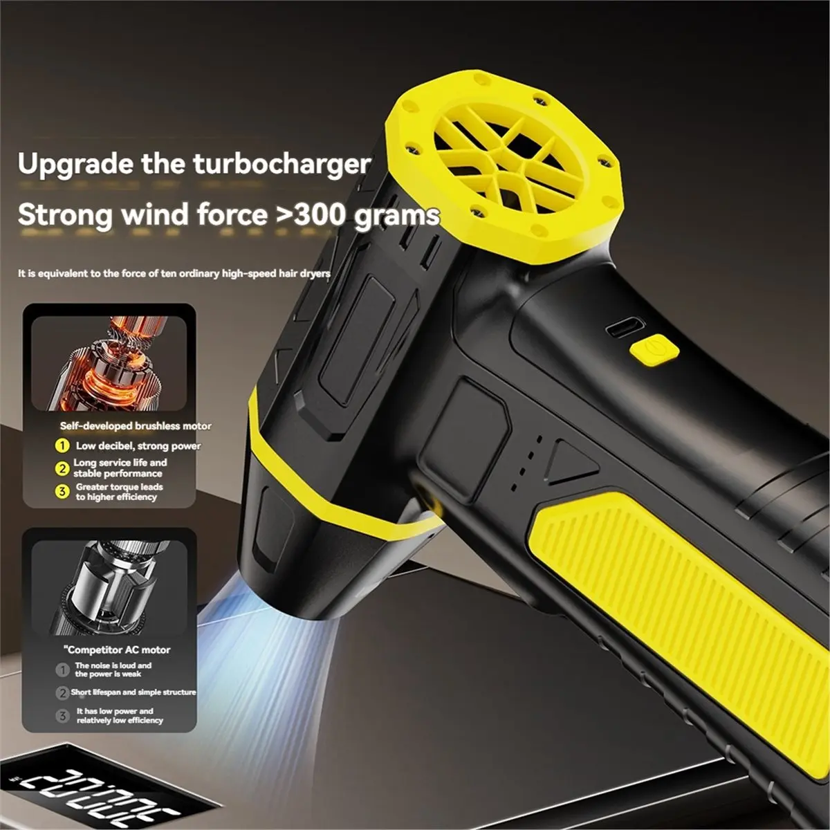 

HGHO 2026 Turbofan Cordless Electric Compressed Air Duster 100000R/S RPM for Keyboard Outdoor and Car Cleaning