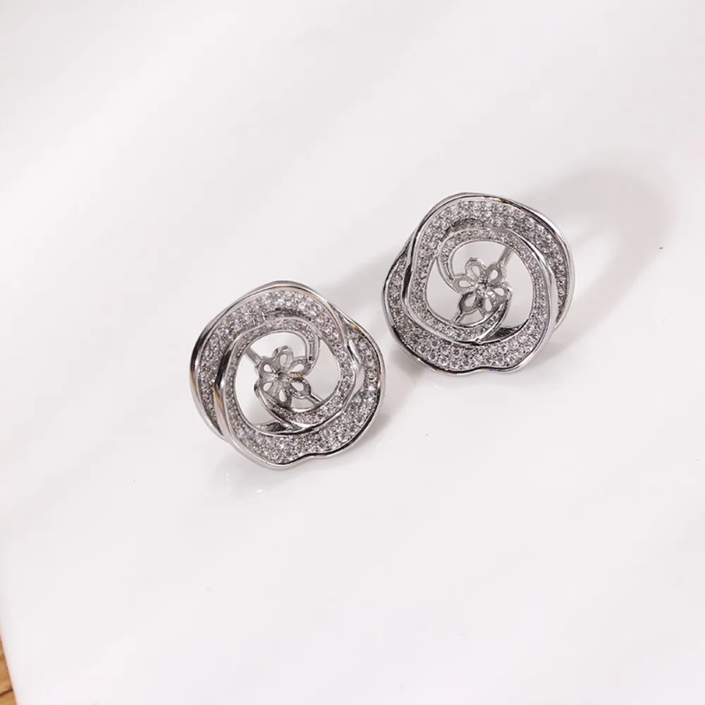 

4PCS S925 Sterling Silver Needle 18K Gold Wrapped Plated Brass Earring Settings Diy Jewelry Pearl Earrings Accessories