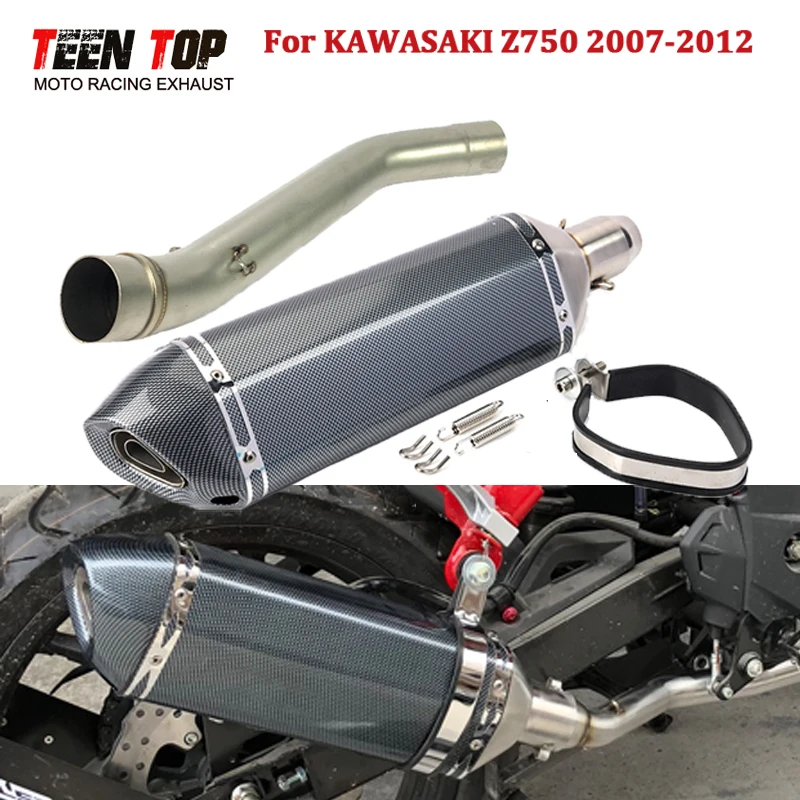 

Slip-On Exhaust For Kawasaki Z750 Middle Link Pipe 2007-2012 51mm Motorcycle Elbow Z750 Muffler DB killer Escape Moto Silencieux