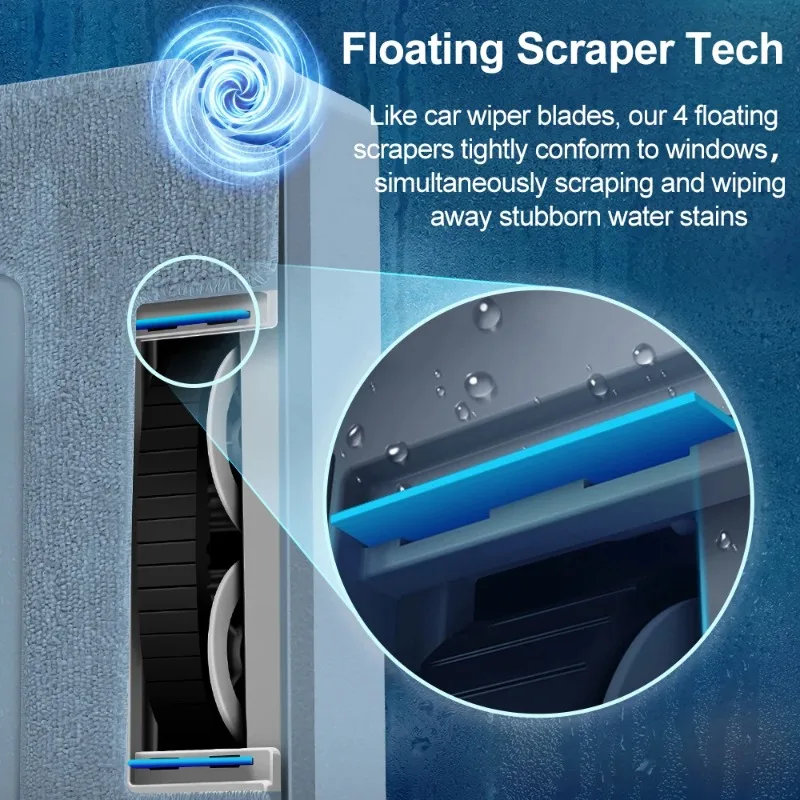Robot Window Vacuum Cleaner  WD9,4-Way Water Spray,  Sensor,9000PA Suction, Low Nosise,Wet Dry Scrape & Wipe in One view 2