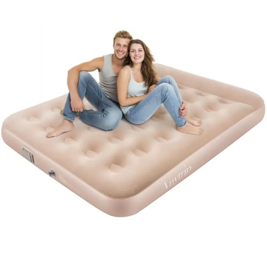

Air Mattress with Built-in Pump for Home Camping Hiking Travel Outdoors, PVC Material, Blue, Waterproof and Portable with Integ