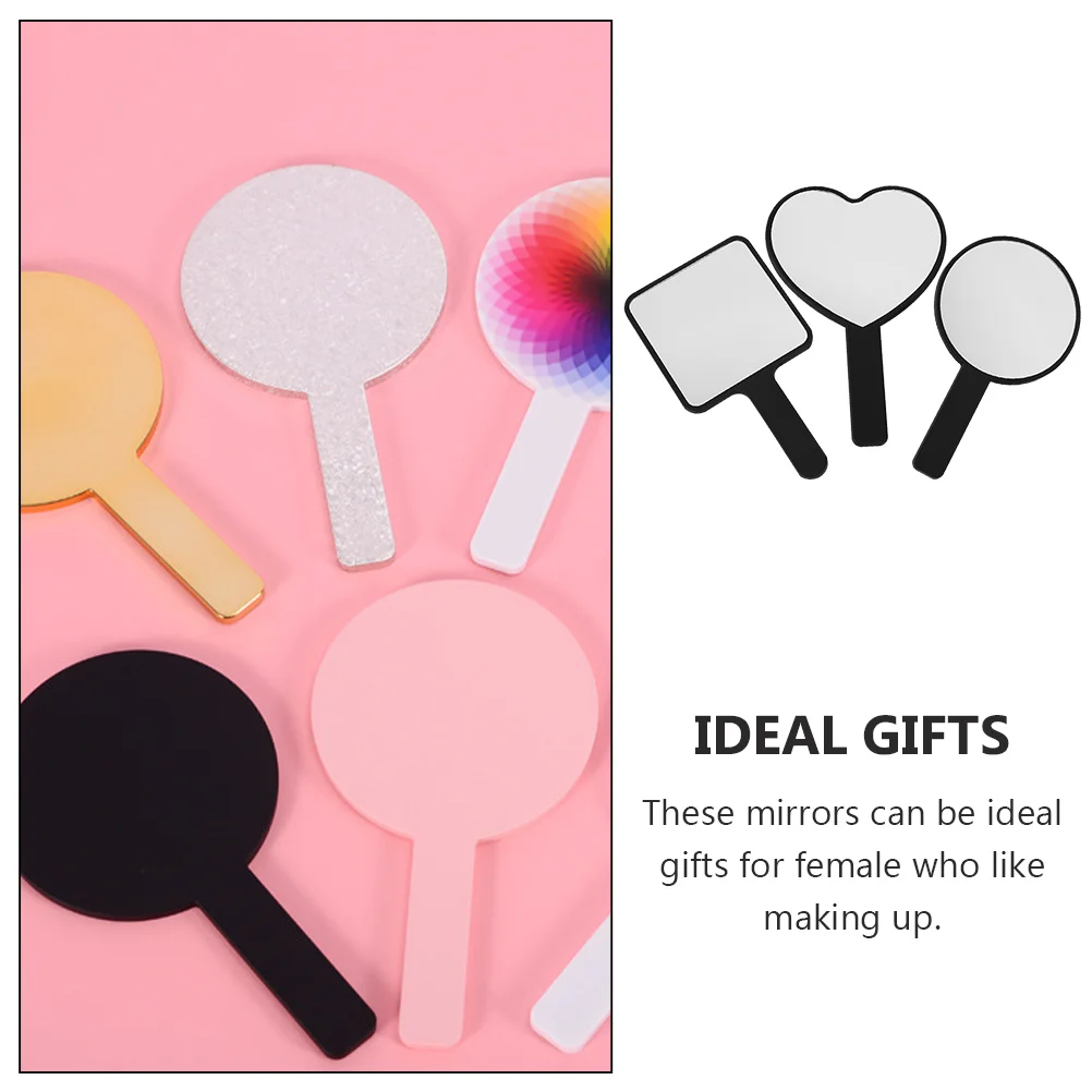 กระจกแต่งหน้า 3 ชิ้นแบบมือถือ ดีไซน์สวยงามทันสมัย กระจกพกพาสะดวก อุปกรณ์เสริมความงามสำหรับการเดินทาง