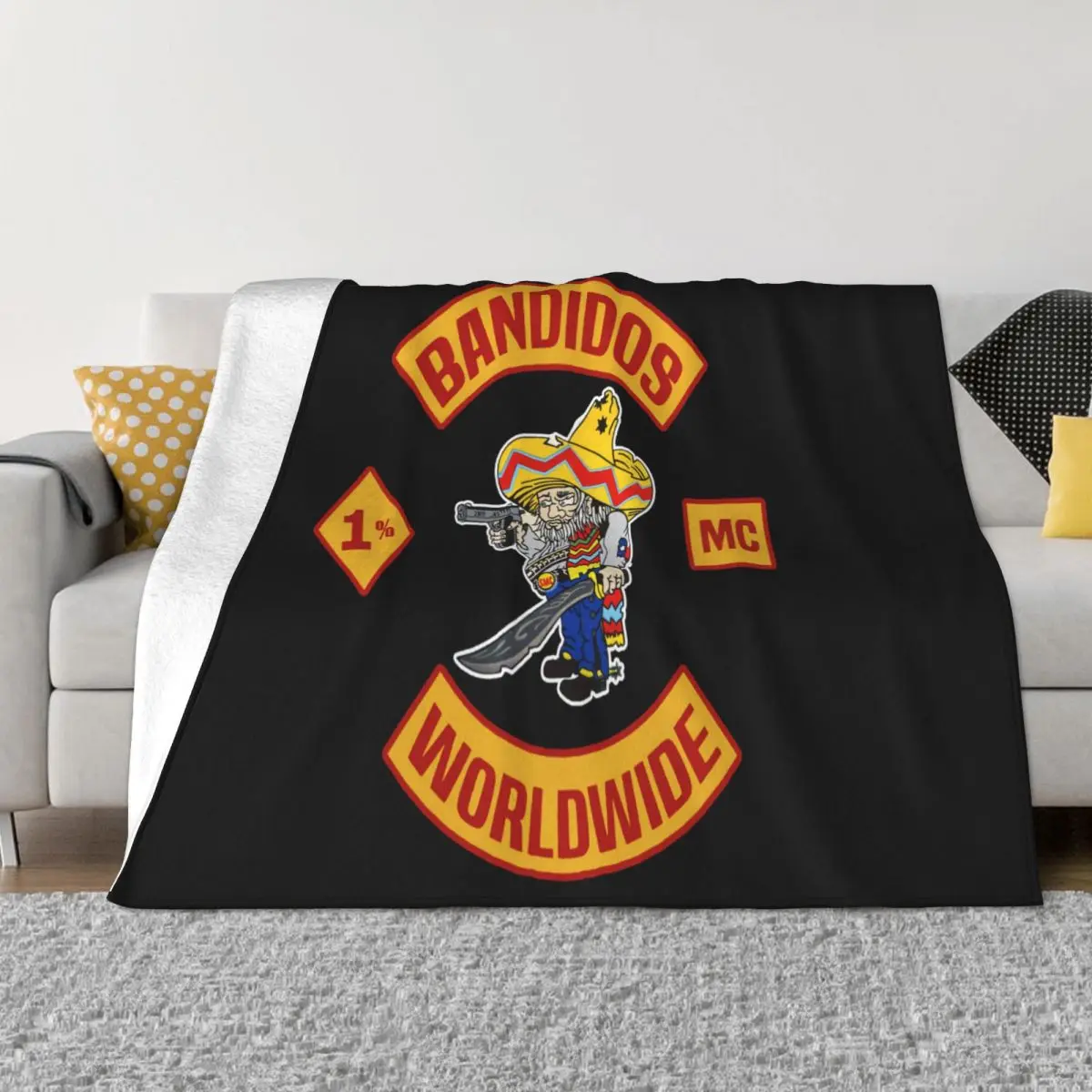 New Bandidos Worldwide Motorcycle Club Black Mens Mc 1 T S 2Xl Beautiful Brand New Throw Blanket