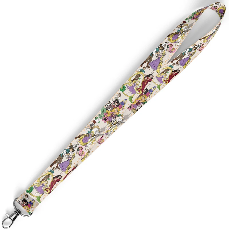 A3609 Cartoon Princess Pattern Lanyard Keys ID Credit Bank Card Cover Badge Holder Phone Charm Key Lanyard Keychain Accessories