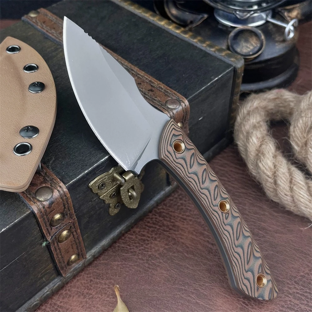 ポータブル・ノマド・小型ストレートナイフ、g10ハンドル＆カイデックスシース、キャンプ、ハイキング、ハンティング、フィッシング、アウトドアサバイバルに最適なedc