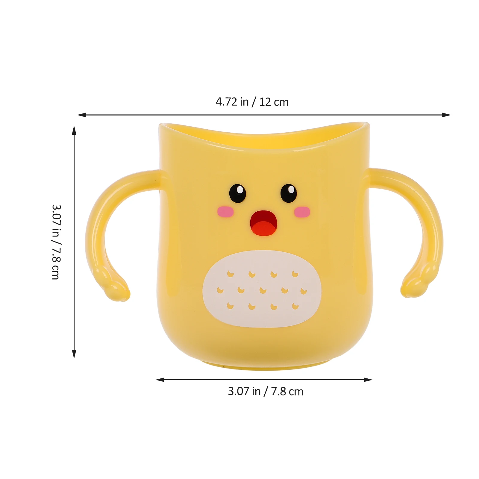 Cute Cartoon Toothbrush Cup For Kids Unbreakable Plastic Bathroom Tumbler With Double Handles Wide Mouth Rinse Holder