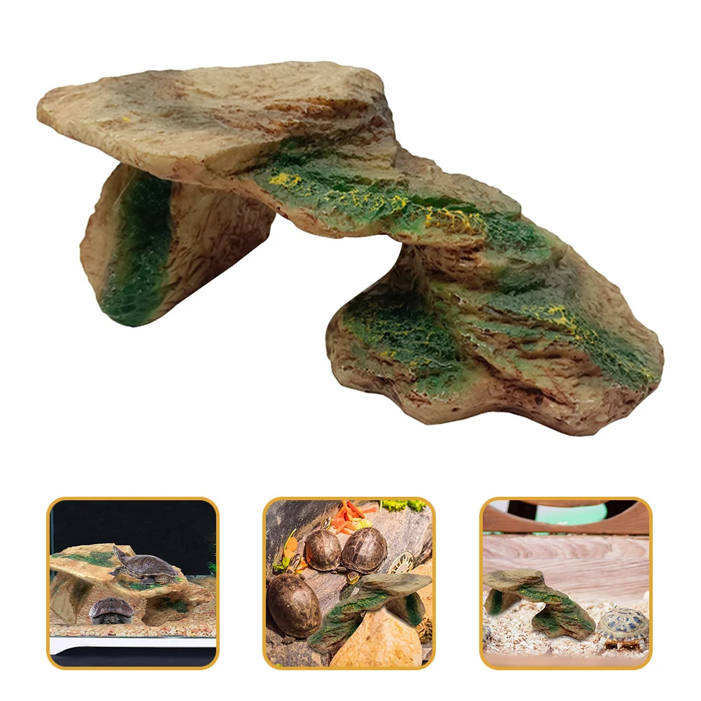 

Resin Reptile Rock Basking Platform Vivid Turtle Habitat Hideout for Snake Leopard Gecko Bearded Dragon Enclosure Decoration