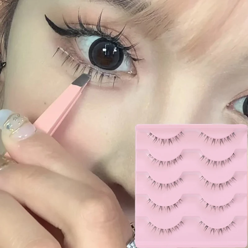 5 paia di ciglia ciglia inferiori naturali ciglia finte fatte a mano fascia trasparente fondo ciglia finte estensione trucco strumenti cosmetici