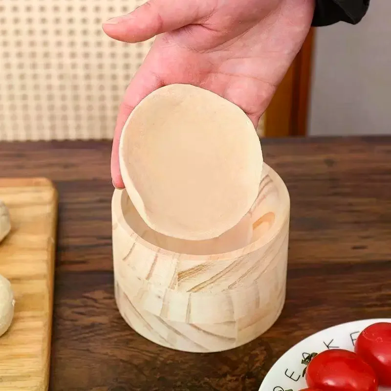 Quick Dumpling Wrapper Maker Wood Dumpling Maker Press Tool Wood Mold And Ball Manual Dough Skin Presser Hand Pie Rolling Tool