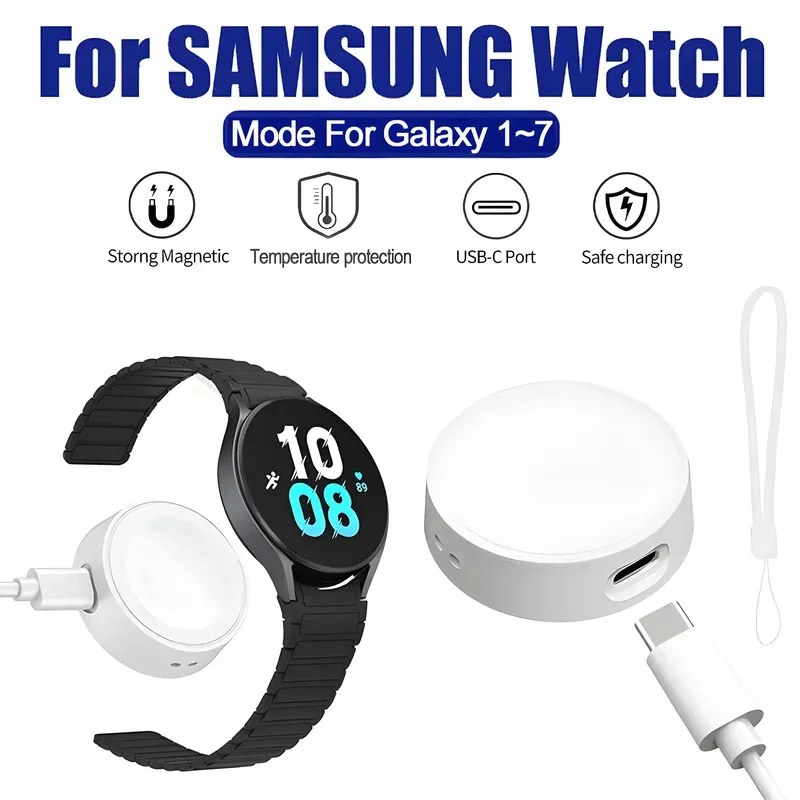 

New Portable for Samsung Watch 7 Wireless Magnetic Charger Type C Port Dock Charging for Galaxy Watch 7 6 5 4 3 Universal Ultra