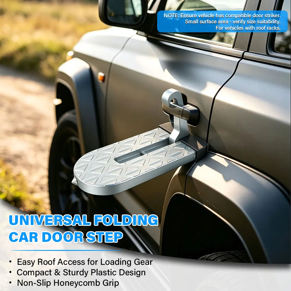 Easy Roof Access for Camping Loading & Cleaning Car Door Step Hook. Heavy Duty Anti-Slip Roof Pedal with Glass Breaker.