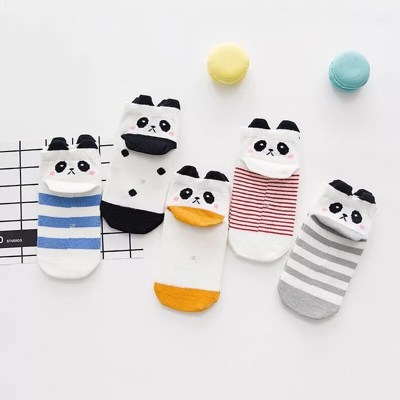 1 Pairs Baby Floor Boy Girl Kids Children Infant Cotton Anti Skid Slip Toddler Slipper Sock Striped Panda Newborn Socks