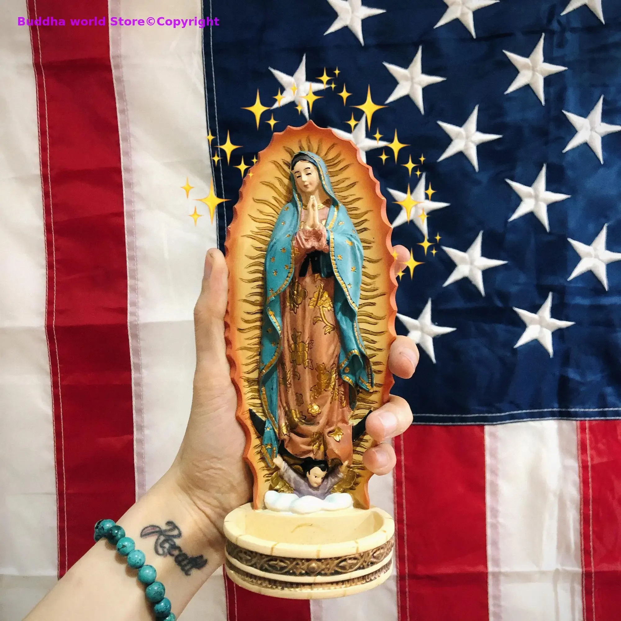 20CM # Christianity Catholicism family effective blessing Our Lady of Guadalupe Virgin Mary Resin God statue icon saint Ornament - Image 6
