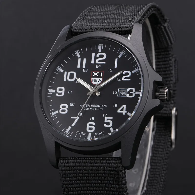 XINEW Brand Watches For Men Cheap Fashion Nylon Band Army Sports Date Quartz Clock Erkek Barato Saat Relogios Masculinos 2024