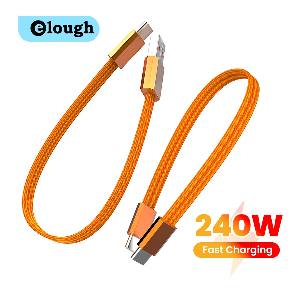 30CM Short USB C Cable Portable Power Bank Flat Cable 240W Type C To Type C Fast Charging Cable For iphone 15 16 17 Samsung