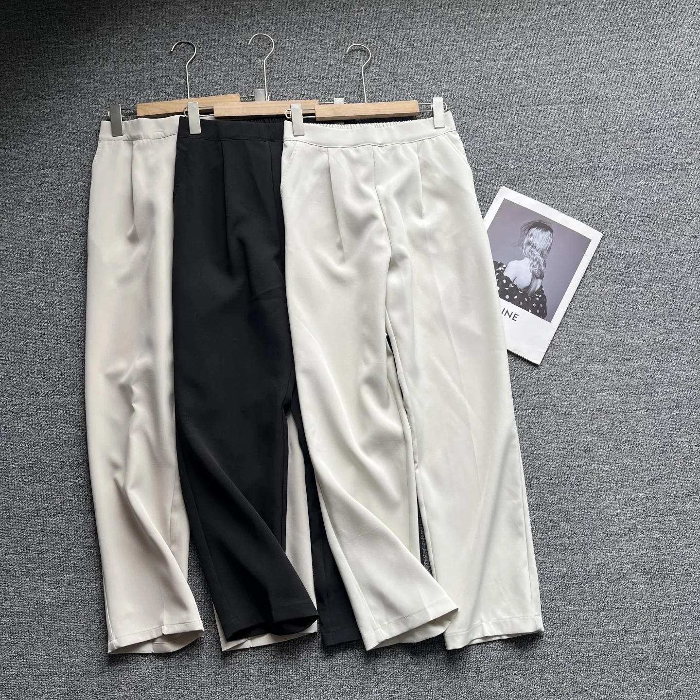 

High Waist Slimming Harem Pants Women's Spring New Style Casual Versatile Straight Leg Smoke Tube Pants Half Elastic Suit Pants