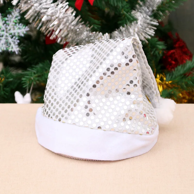 Christmas Hat Santa Hat Holiday for Adults Santa Claus Sequins Hats New Year\'s Gifts Home Merry Christmas Noel Navidad Party Sup