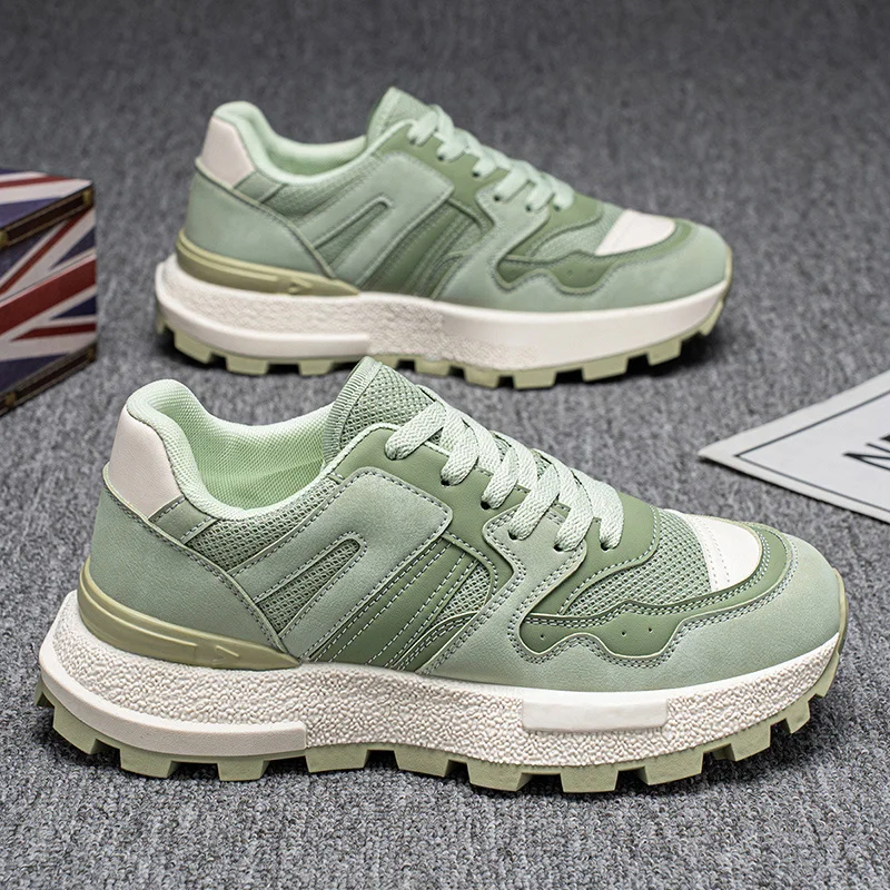 

Chunky Sneaker Men Designer Retro Running Shoes Fashion Casual Leather Fabric Height Increased Platform Sport Shoes Plus Size 45