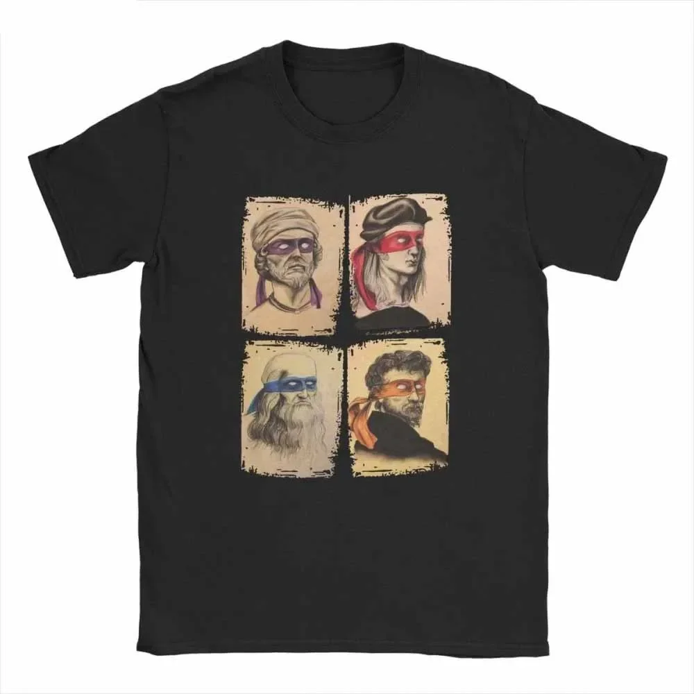 2026NEW Science Turtles T-Shirt Men Mutant Ninja Short Sleeve Humor Tee Shirt O-Neck Funny Tops Printed Graphic T Shirt Cosplay