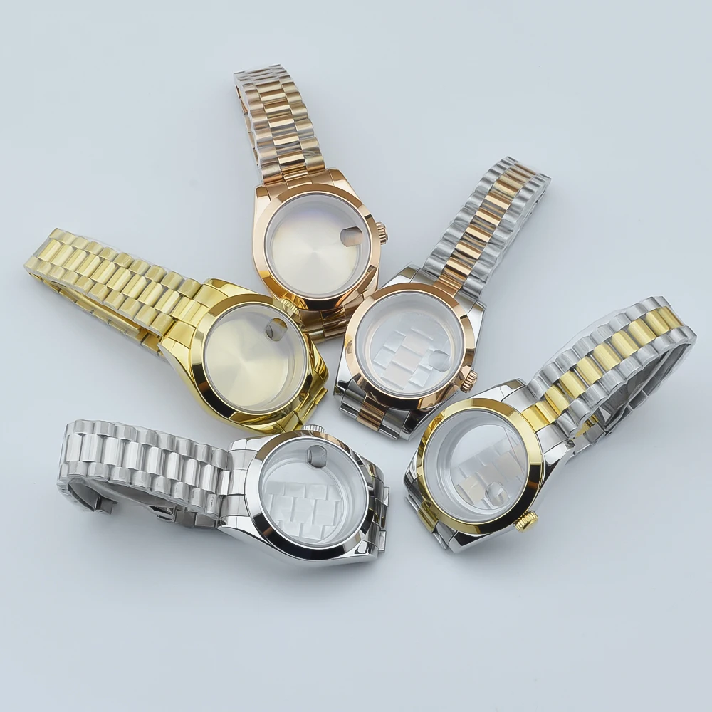 Neiton 36mm 39mm مناسبة لـ NH34، NH35، NH36، NH70 ETA2824 Edge Case مع سوار رئاسي كريستال زجاج الياقوت