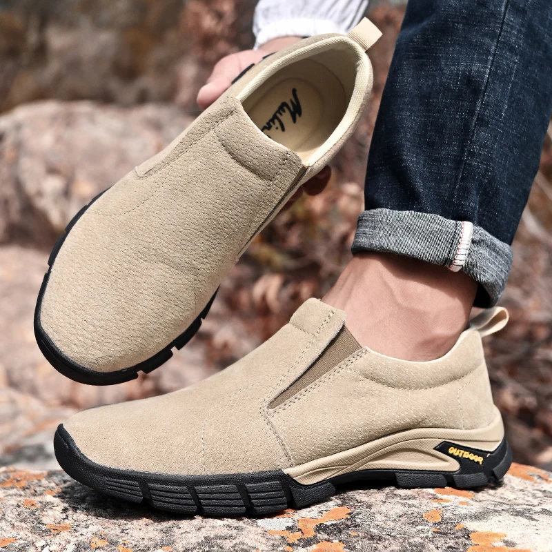 High Quality Genuine leather Men Sneakers Slip on Loafers Shoes Men Casual Driving Shoes Outdoor Moccasins walking Shoes