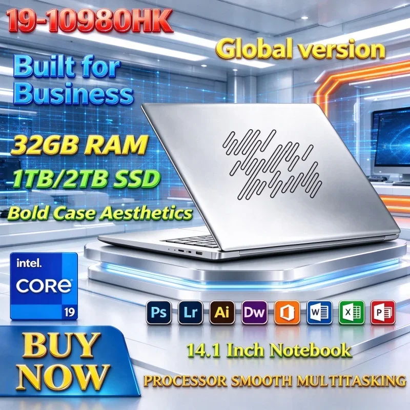 Intel Core I9 10980HK Polished Laptop 14.1" 32GB RAM 2TB SSD Gaming PC Office Study Computer PC Windows 11 1920x1080 HD