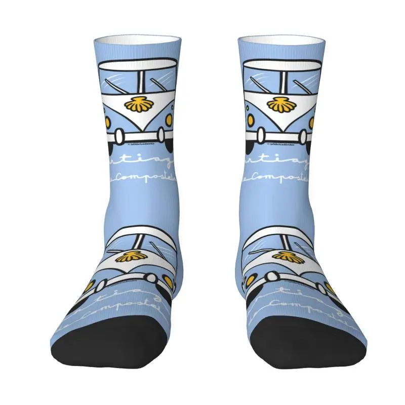 Light Blue Dress Socks Mens Womens Warm Funny Novelty Crew Socks Harajuku Retro Style Breathable Non-slip Sports Socks