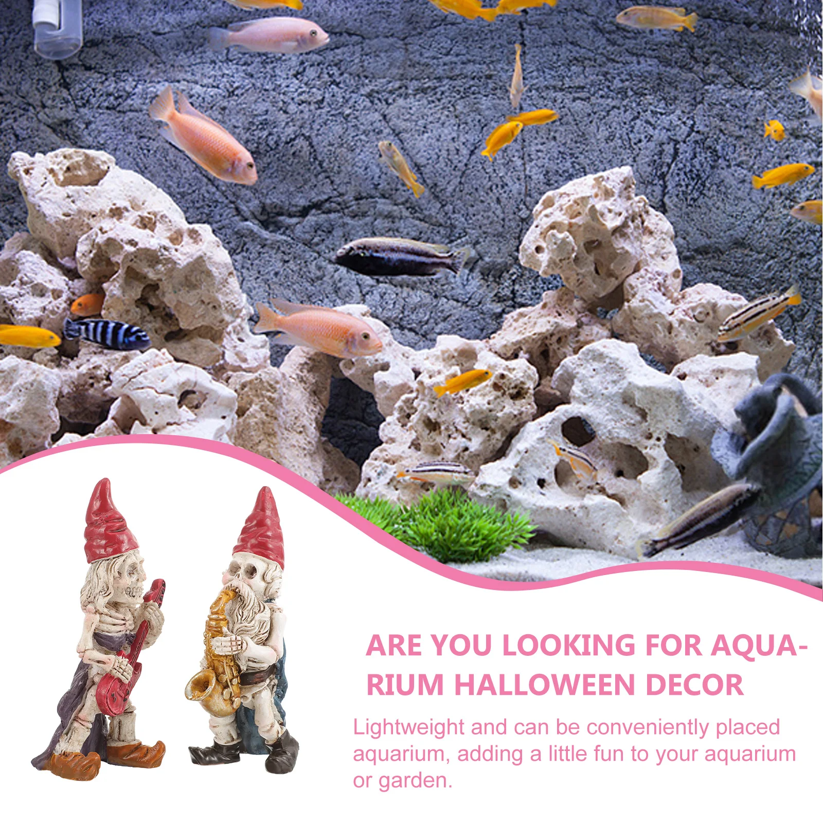 

2 Pcs Fish Tank Statue Decorations Dwarf Ornament Miniature Funny Garden