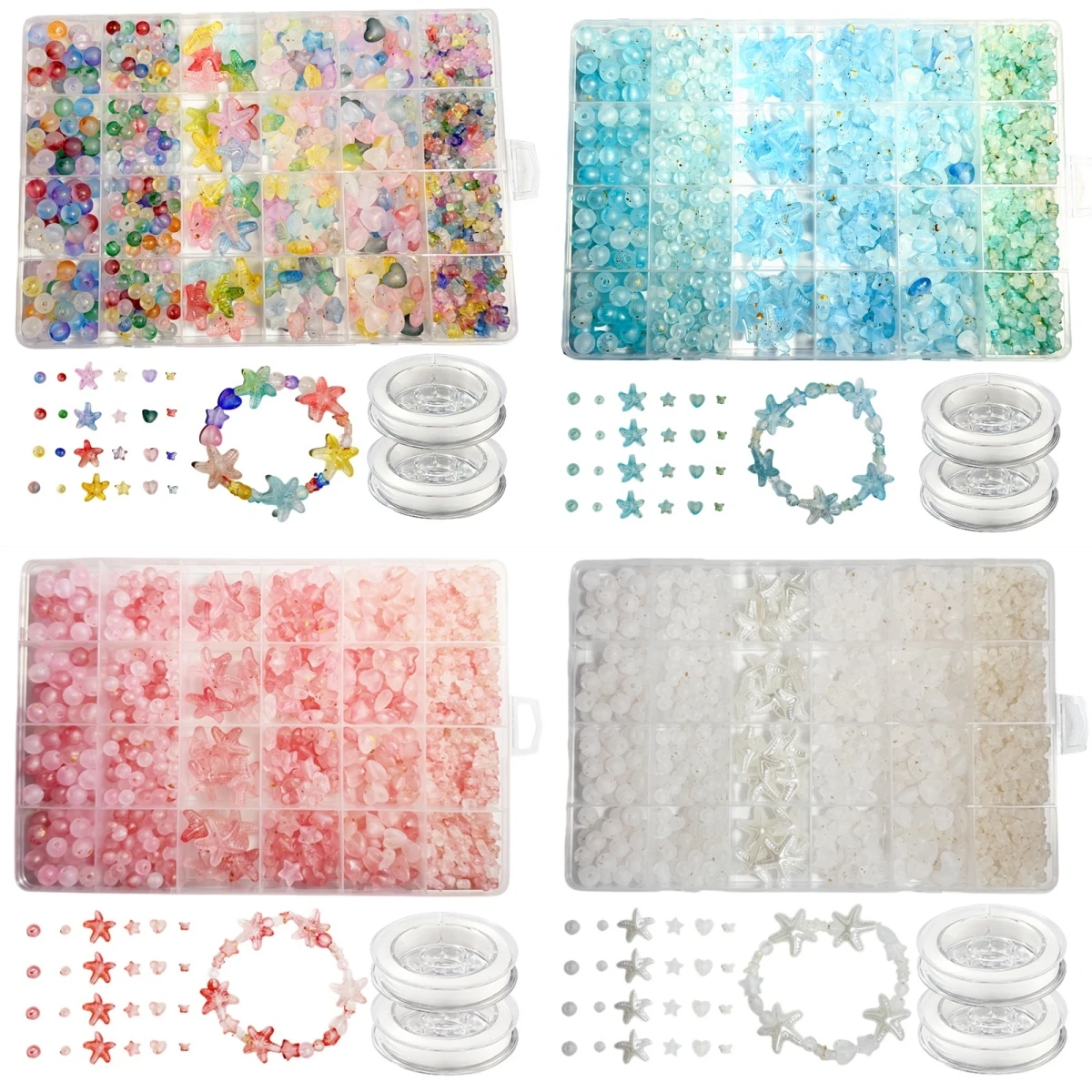 

7-19mm825pcs Matte gradient loose gold box, 24 grids, acrylic beads, DIY beads, bracelets, necklaces, decorations. festival gift