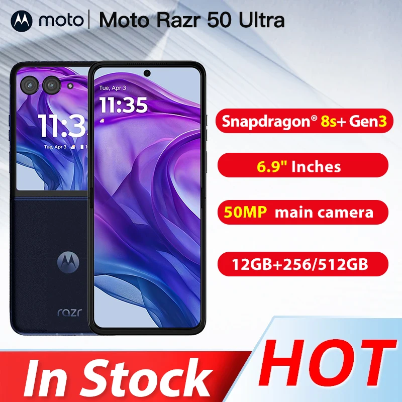 Motorola Moto Razr 50 Ultra 5G Snapdragon8s Gen3 6.9inch POLED Folded Screen 165Hz 50MP 45W Fast Charge