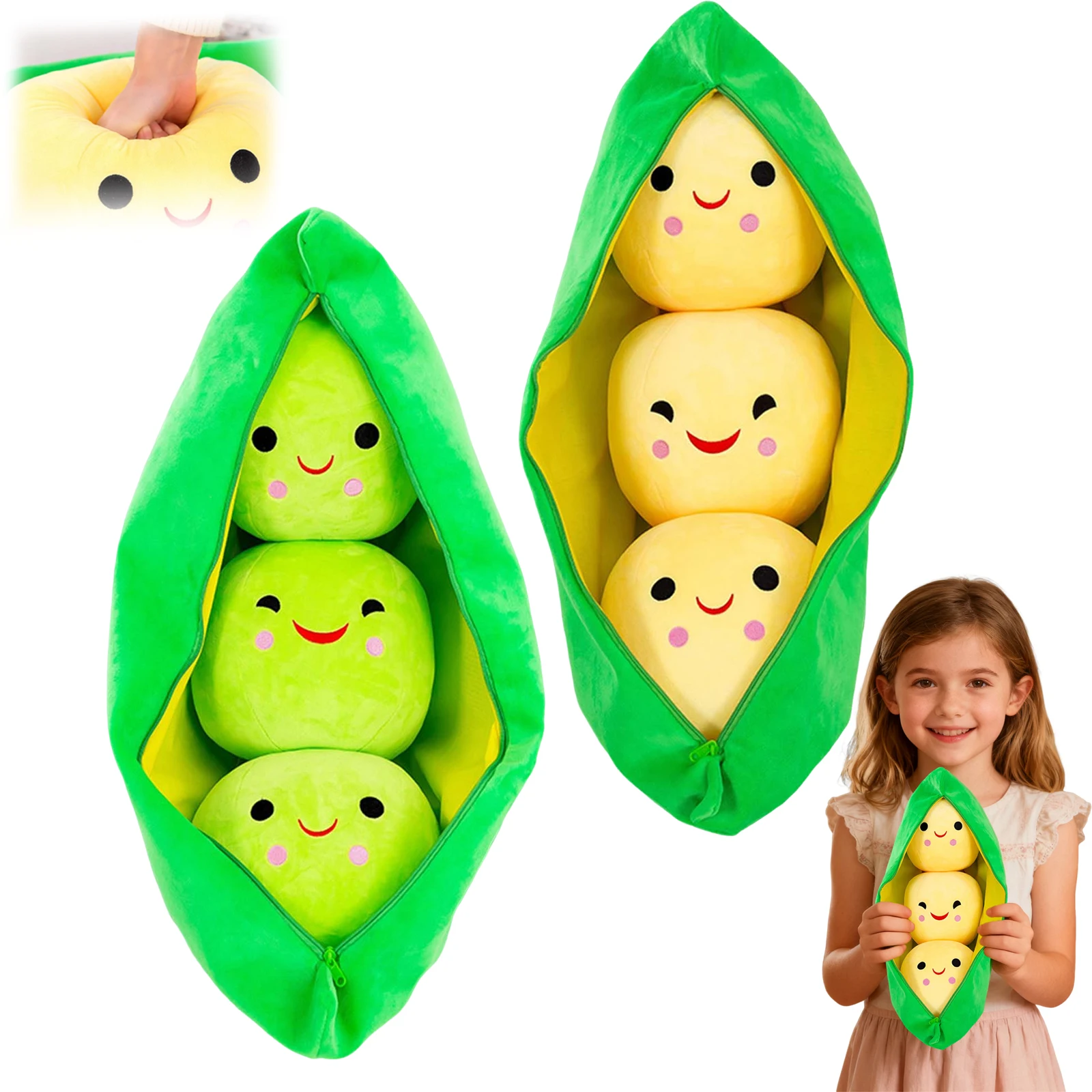 

Funny Vegetable Plush Toy 25cm Pea Pod Plushie for Girls Dutch Bean Stuffed Animal Unique Gift & Claw Machine Prize