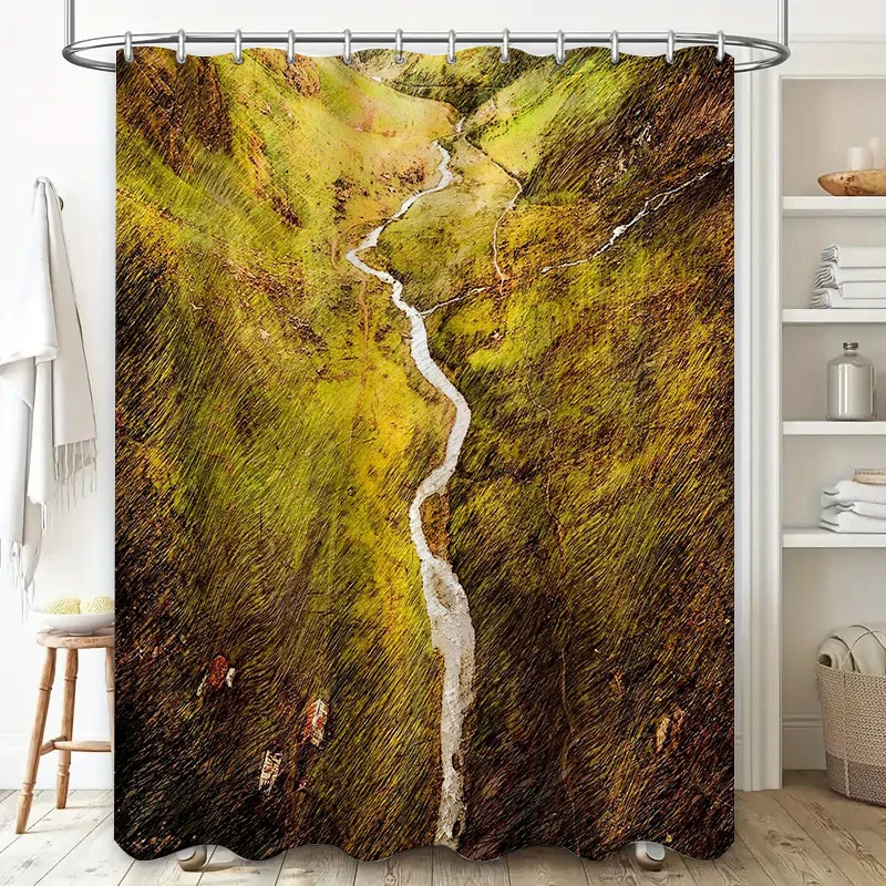 الحمام دش الستار الأزهار خمر الطبيعة النباتية مزرعة ديكور ريفي قابل للغسل مقاوم للماء المنسوجات المنزلية #2