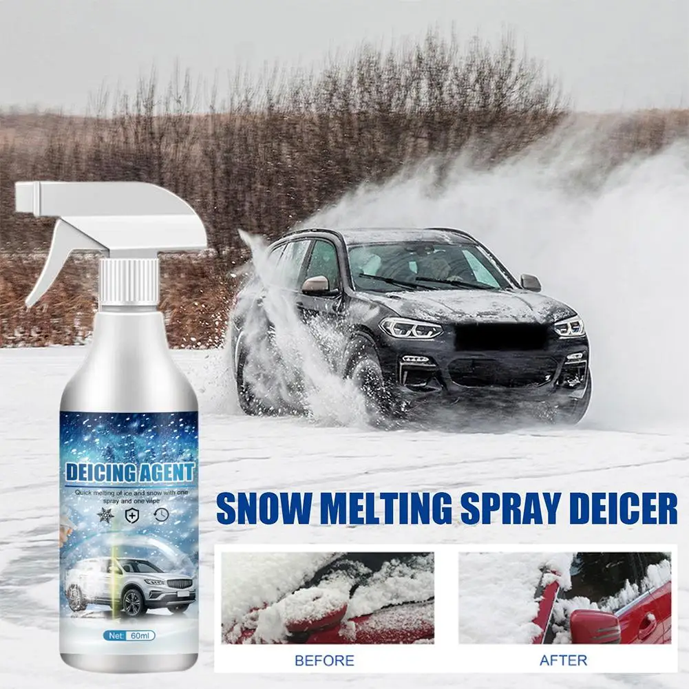 60ml Windshield De-icer Instantly Melts Ice Snow Melting Windshield Tool Defrost Liquid Hydrophobic Anti Coating Snow Clean X1b4