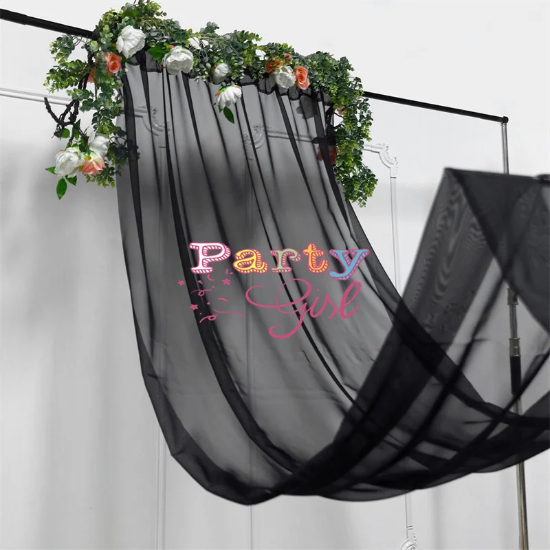 Black Color 5ft Width Chiffon Ceiling Drapery Sheer Curtain Panel Roof Canopy Draping Fabric Wedding Decoration