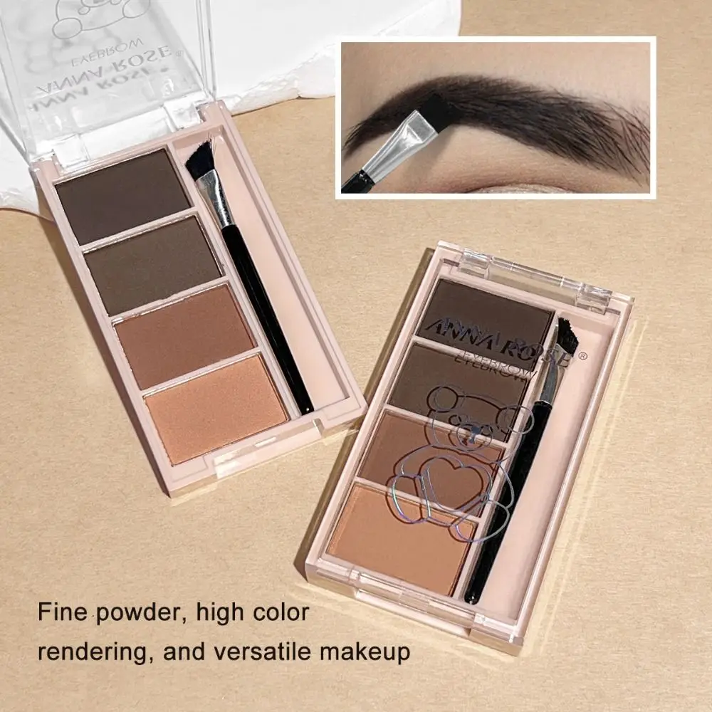 With Eyebrow Brush 4-color Eyebrow Powder Palette Sweatproof Long-Lasting Matte Eyebrow Powder Natural Beauty Tool