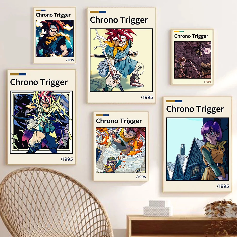 Classic Japanese Role-Playing Game C-Chrono Trigger Poster Fight Anime Character Prints Canvas Painting Wall Pictures Home Decor