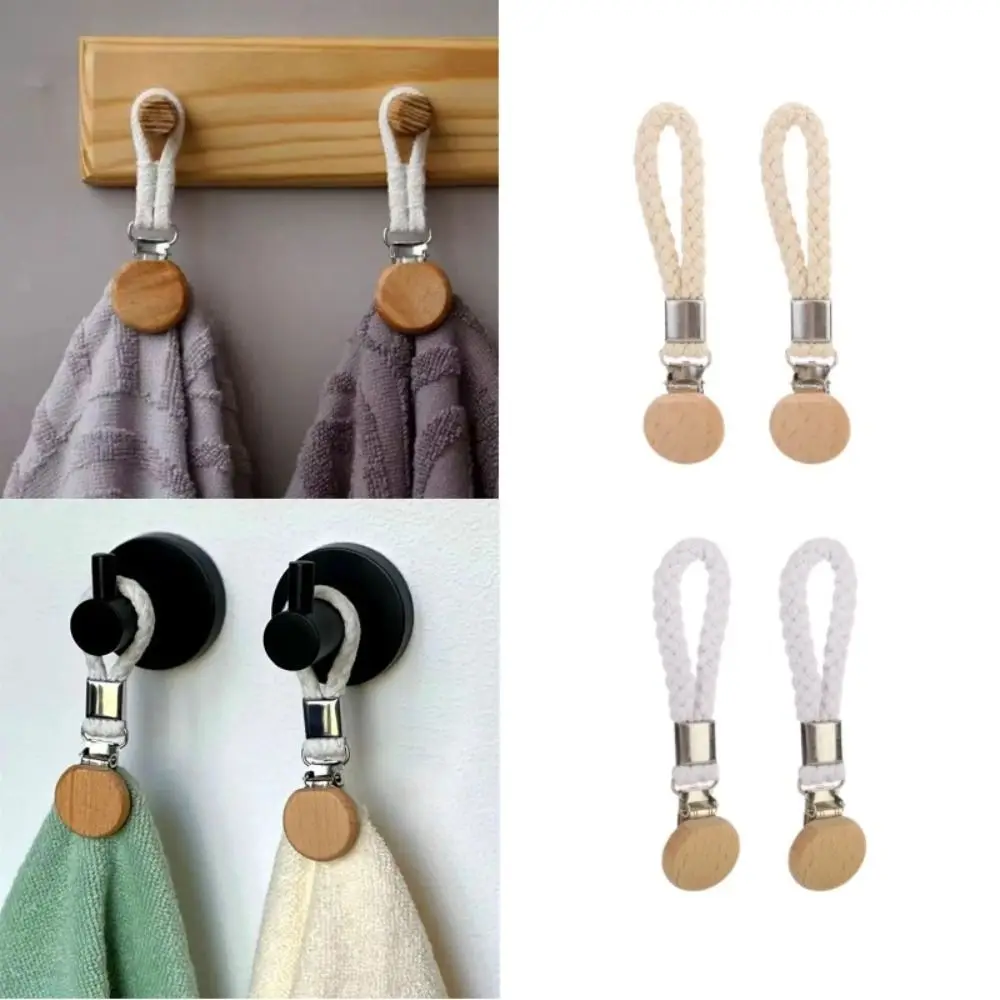2 PCS Woven Rope Metal Storage Clip Multifunctional Wear-resistant Hanging Clip Space Saving No-Drill Metal Clamp Household