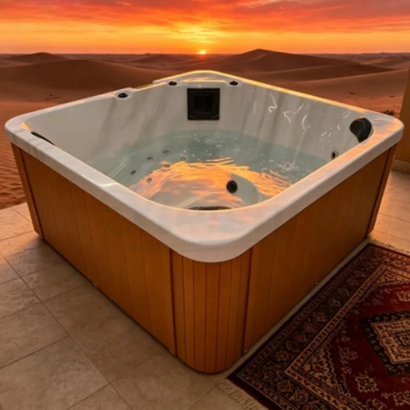 Massage Bathtub Whirlpool Spa Hot Tub Jacuzzi Acrylic Outdoor 4 Person 37 Jets LED Lights Balboa Control for Garden Villa