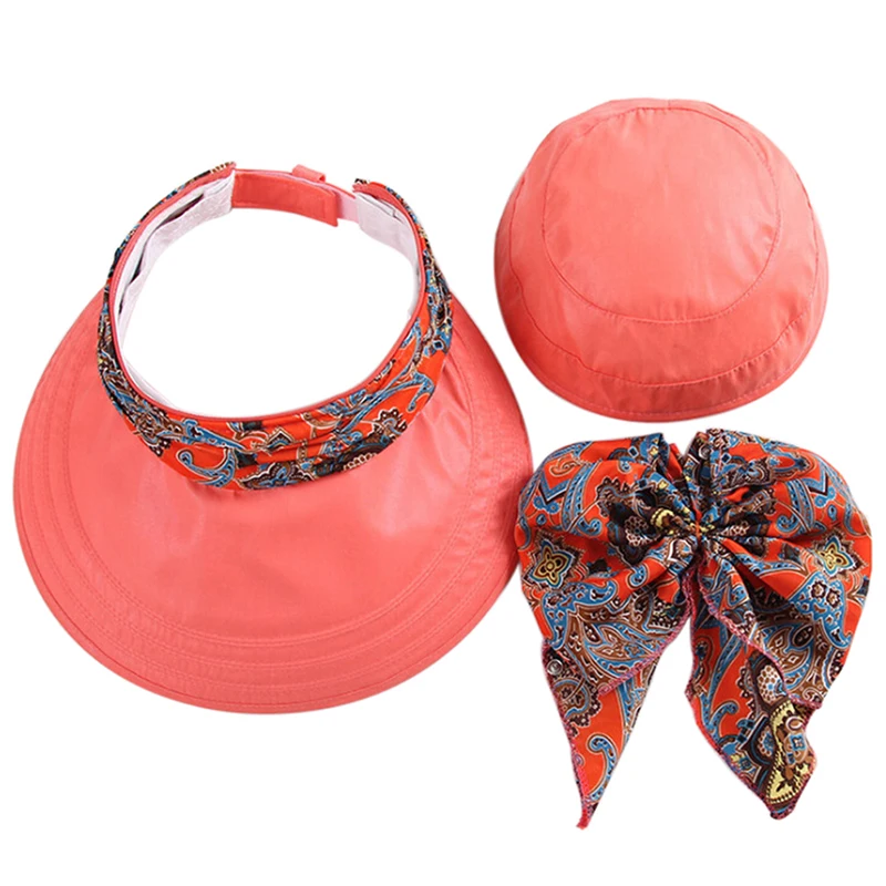 Women Anti-UV Sun Hat Beach Foldable Sunscreen Floral Print Caps Neck Face Care Wide Brim Hat New Summer Outdoor Riding