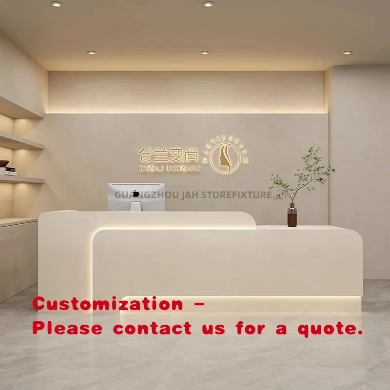 custom.Factory Boutique Retail Store Checkout Counter Led Light Shop Furniture Stainless Steel Register Cashier Reception Counte