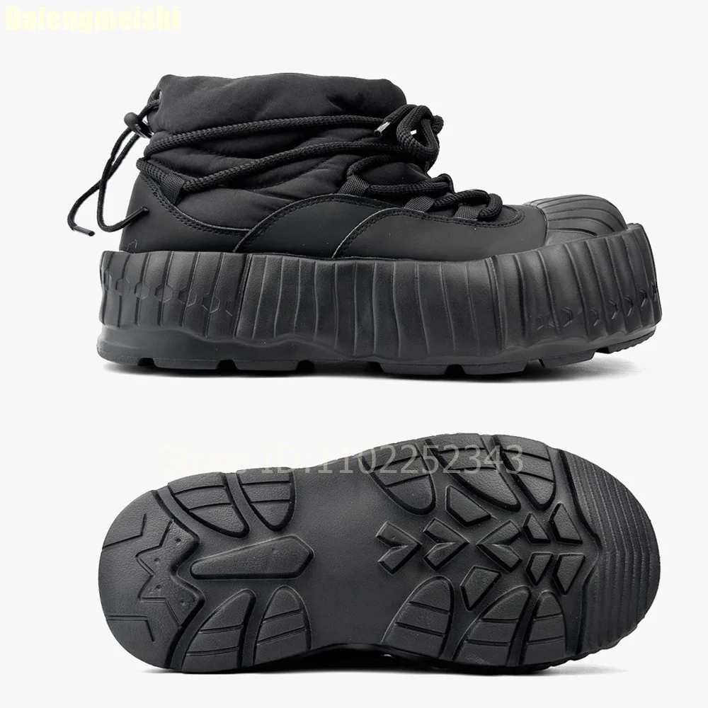 2026 New Style Skateboard Shoes Fleece-Lined Warm Cotton Shoes Men/women 6Cm Thick Sole Height Increasing Lace-Up Snow Boots