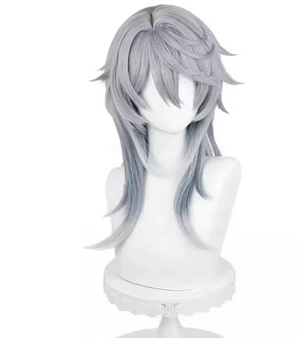 Sunday Cosplay Wig With Ear Clips Gray Blue Gradient Wig Cosplay Anime Cosplay Wigs Heat Resistant Synthetic Wigs