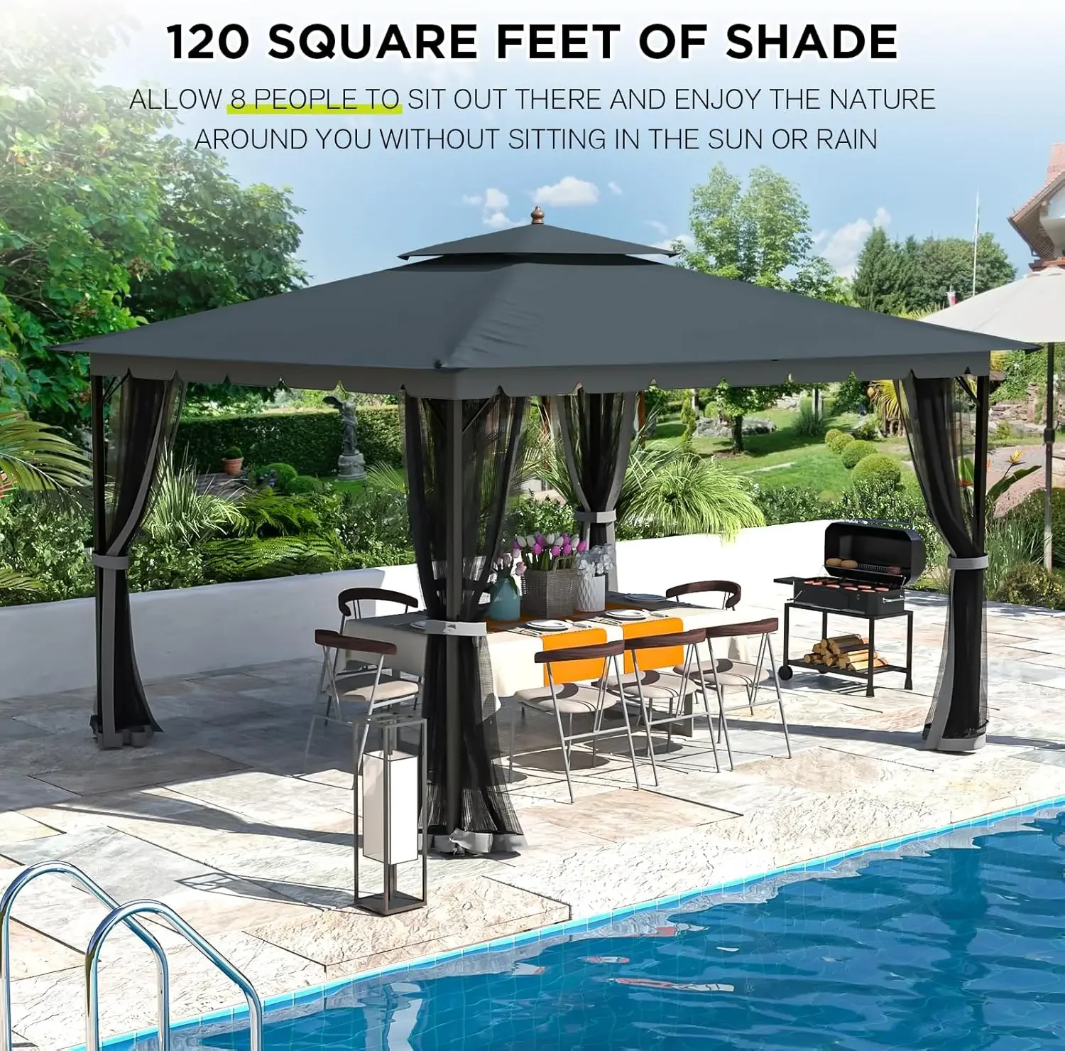 

[Discounted Price!]10x12 Gazebo with Mosquito Netting,Sturdy Metal Outdoor Patio Gazebo[Heavy Duty Frame],Gazebos Canopy Tent wi