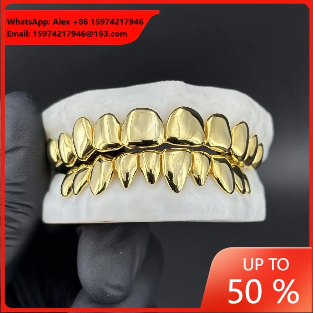 Hip-hop Braces Rap Braces 8 Teeth Big Gold Teeth Cool Drill Hip-hop Grillz Dentures Jewelry