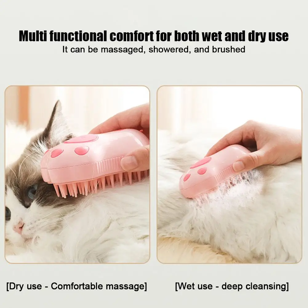 Cat Steam Brush Cat Dog Grooming Comb Pet Electric Spray Massage Comb 3 In1 Cats Hair Brush Usb Charging Hair Removal Comb